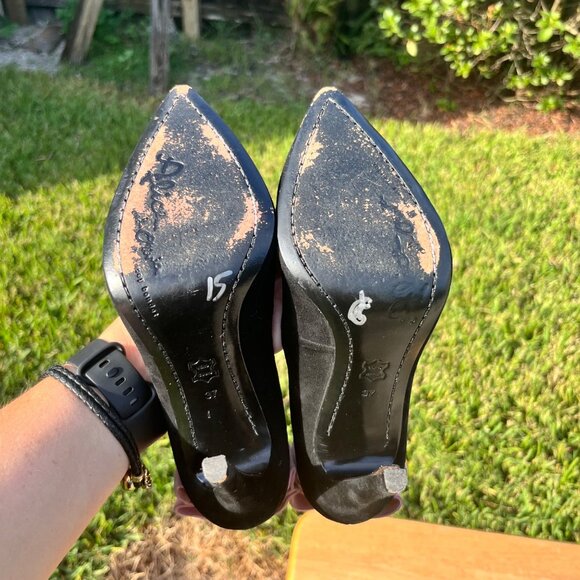 Alice + Olivia Black Velvet Pink Bow Stiletto Pumps Size 37 / US 6.5 - Picture 7 of 11